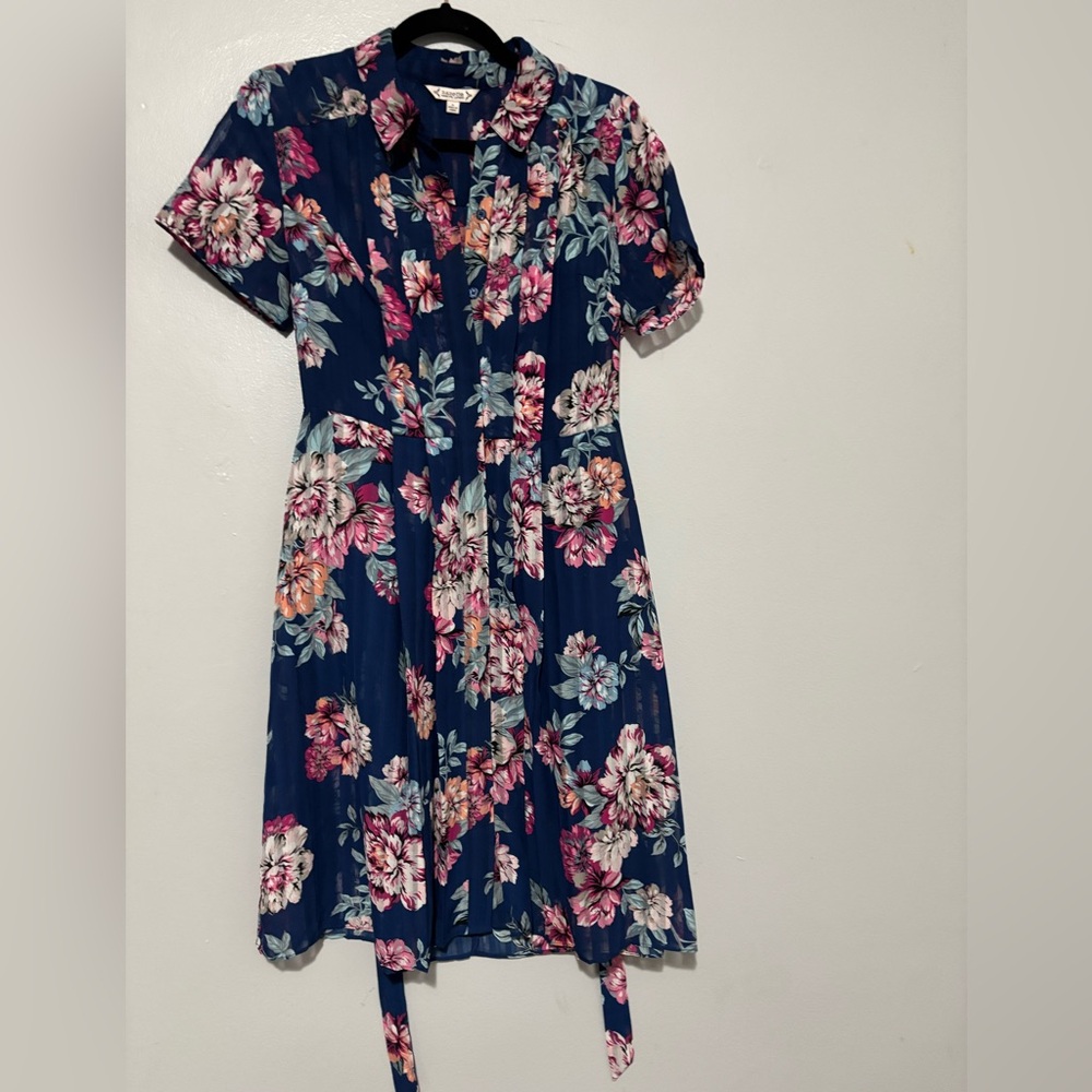 Nanette Lepore Blue Floral Midi Dress